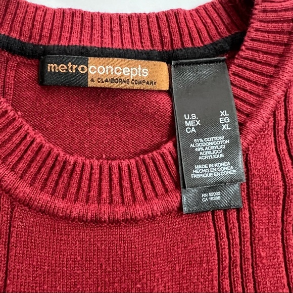 METRO CONCEPTS A Claiborne Company Men’s Burgundy Red Sweater, XL - Picture 5 of 6